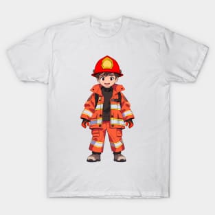 Happy Cartoon Firefighter Fire Man T-Shirt